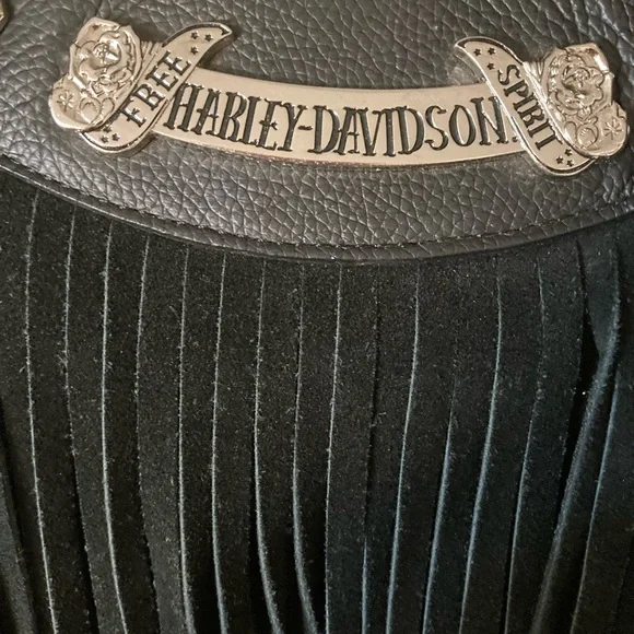 Harley-Davidson Black Studded Fringe Hobo Bag - Picture 2 of 8